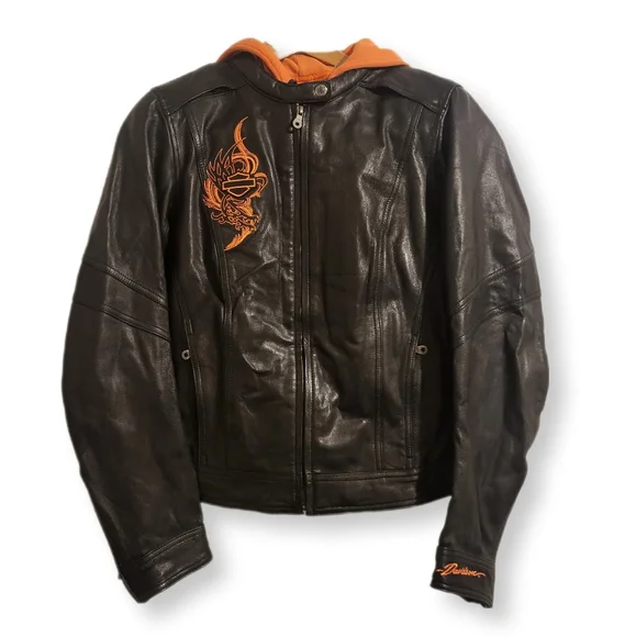 Harley Davidson Jacket and Chaps Set Orange Embroidery Large - Picture 2 of 16